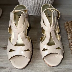 GUESS - Neutral/Cream Strappy Heels with Ankle Straps, Size 8